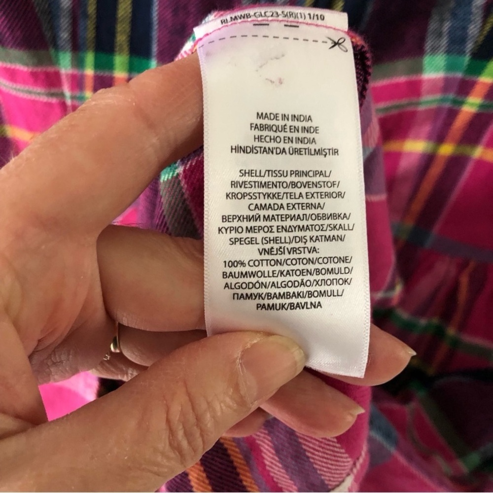Polo Ralph Lauren Preppy Pink Plaid Button-Up Cotton Dress Girl’s Size 16 - Picture 10 of 13